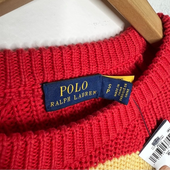 NWT Polo Ralph Lauren Stripe Chunky Knit Cotton Sweater Textured 3D Knit Sz S - Picture 10 of 11
